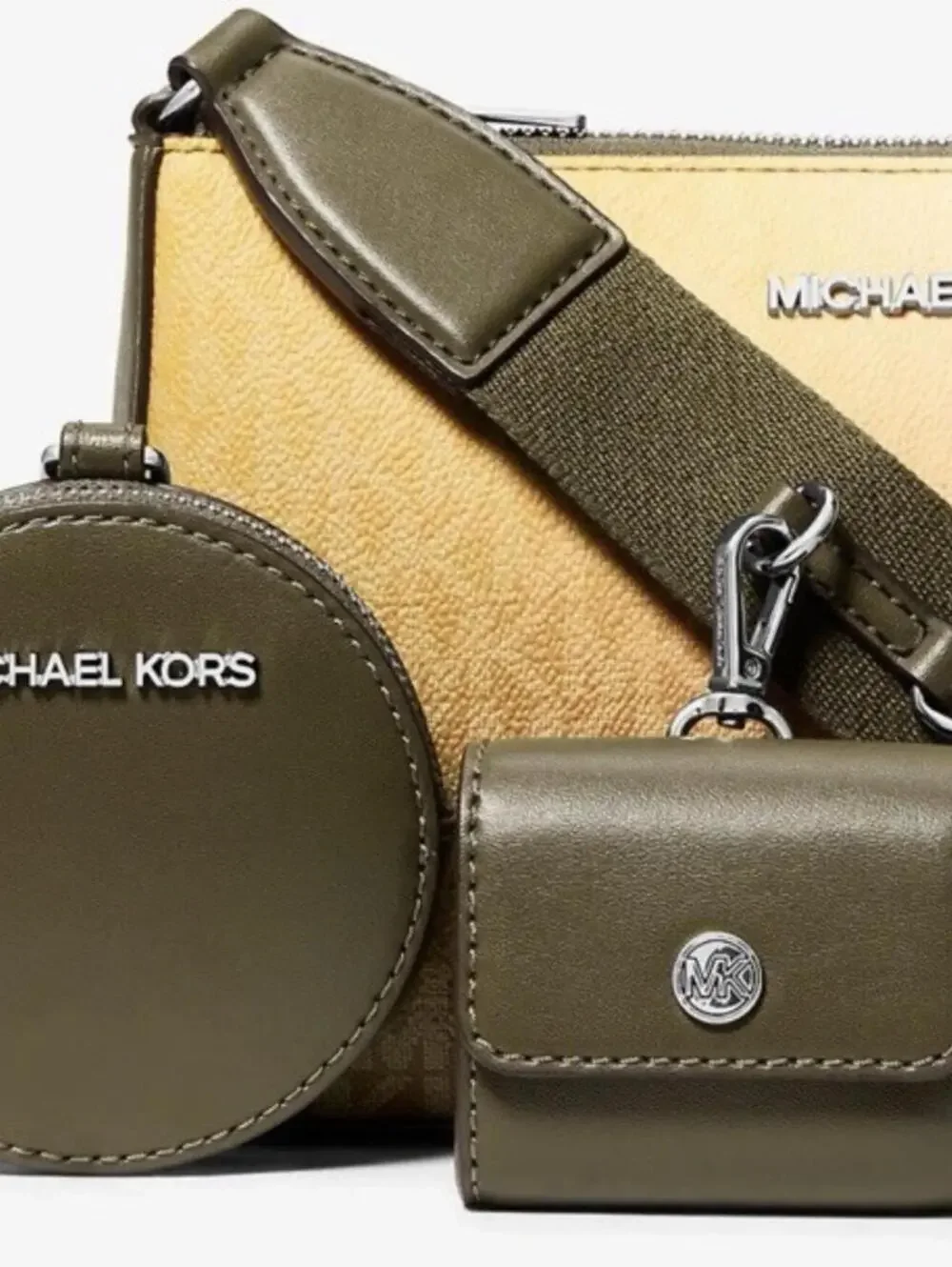 Michael Kors Ombre Olive Jet Set Crossbody Bag with Coin and Card Holders NWT